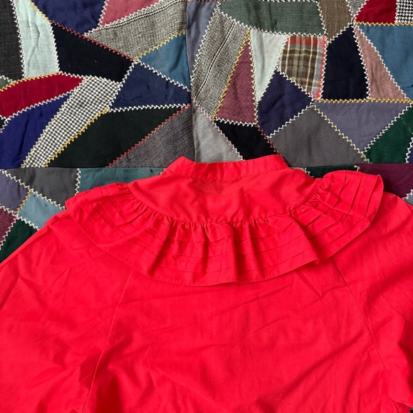 Vintage Red Ruffle Blouse - Picture 5 of 5